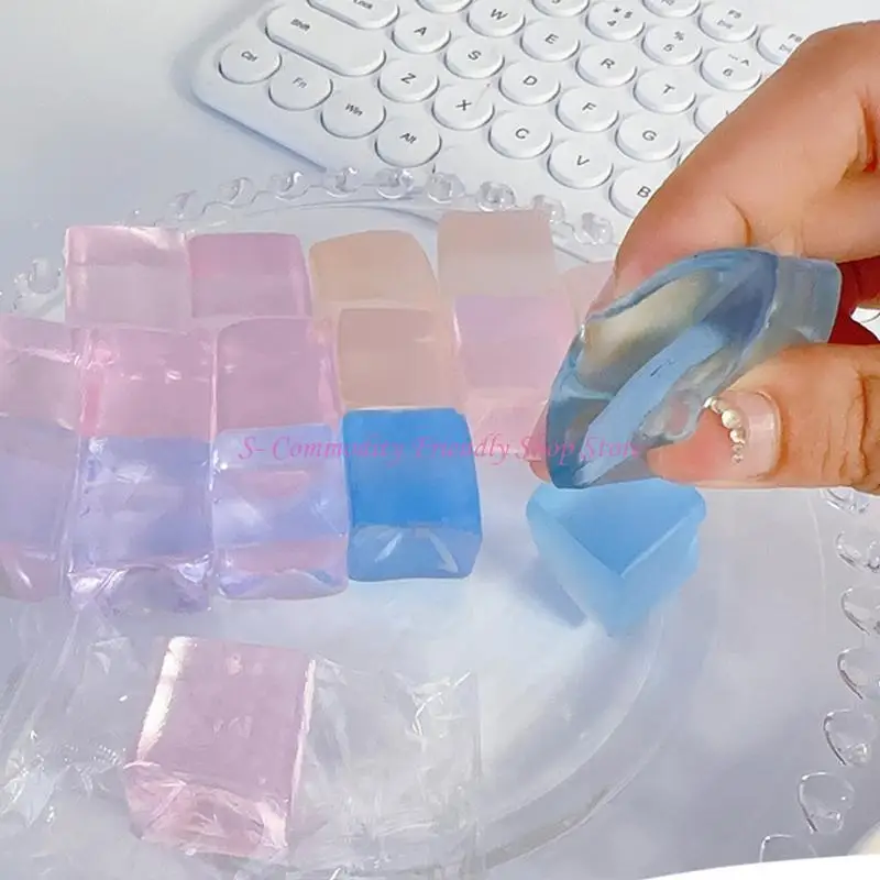 85AE 20 szt. Zabawka antystresowa Zabawka maltozowa Przezroczysta kostka lodu Tofu Wyciśnij Photostudio