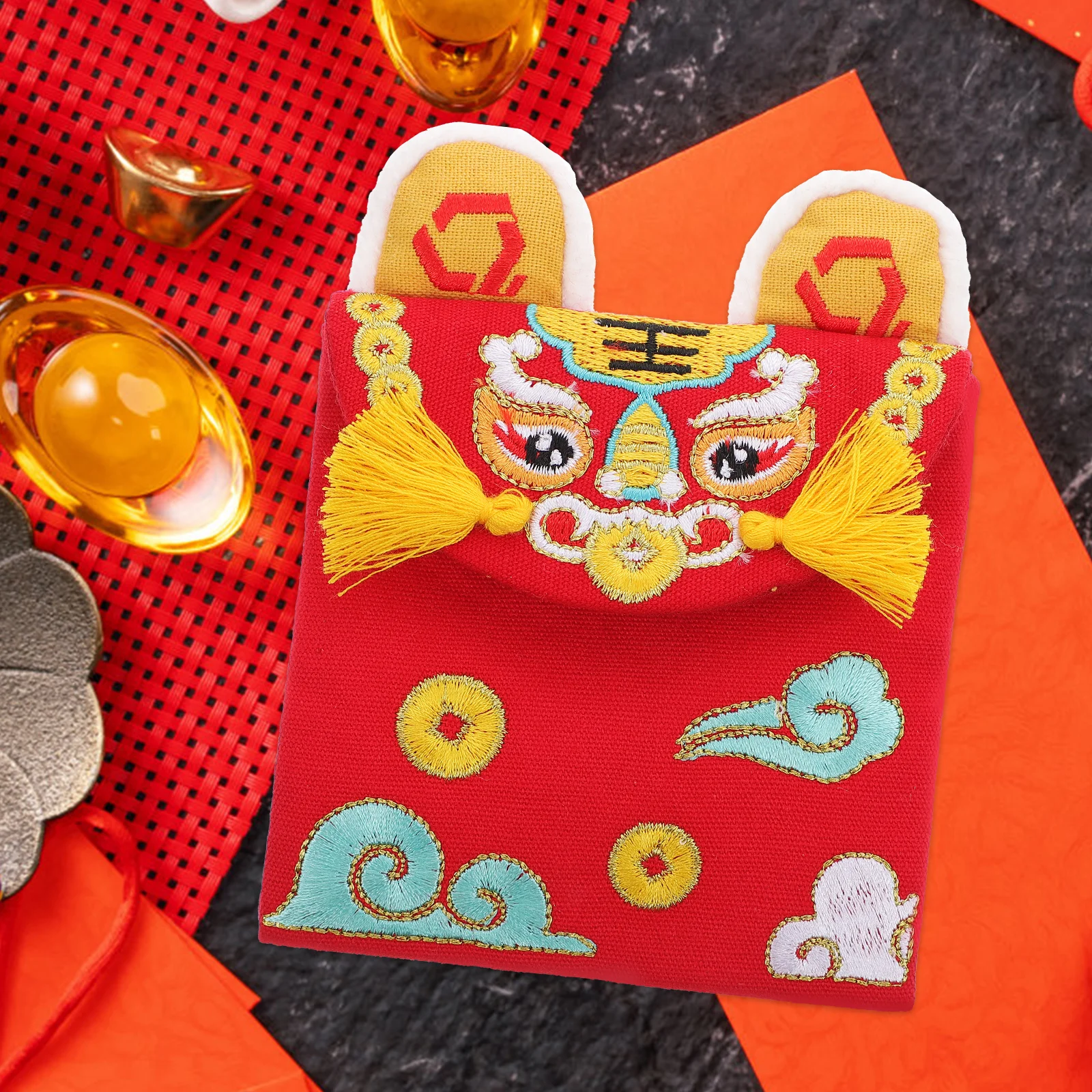 

Холщовый красный пакет на Новый год Яркий цветной дизайн Практичное и удобное использование Сюрприз Друзья и семья Холщовый красный пакет