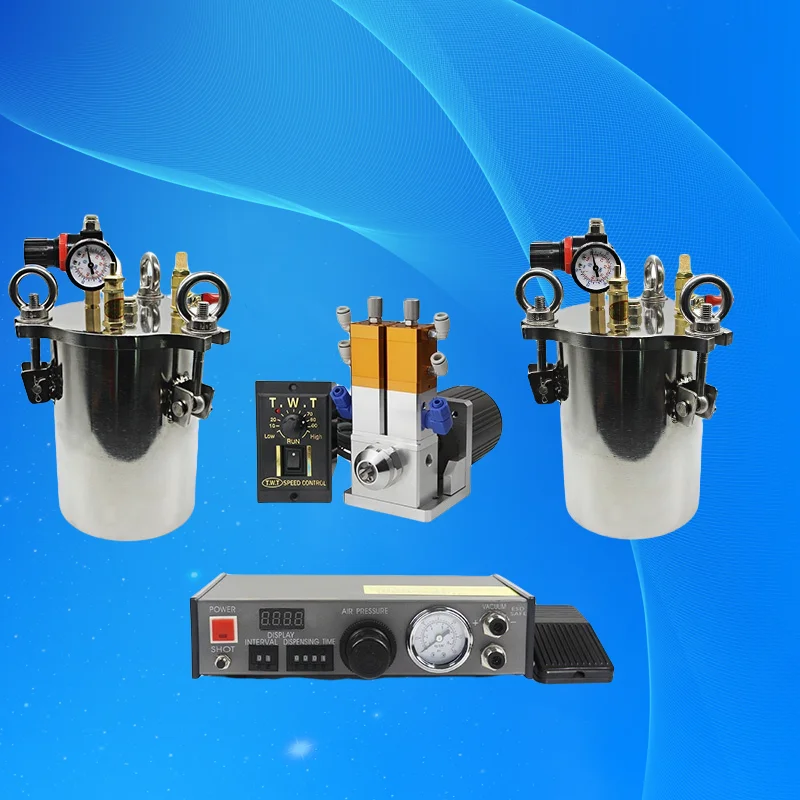 Free Shipping Fedex Express Automatic Glue Dispensing Machine + 2 Pcs 2L Pressure Tank + Electrical Dynamic Dual Valve