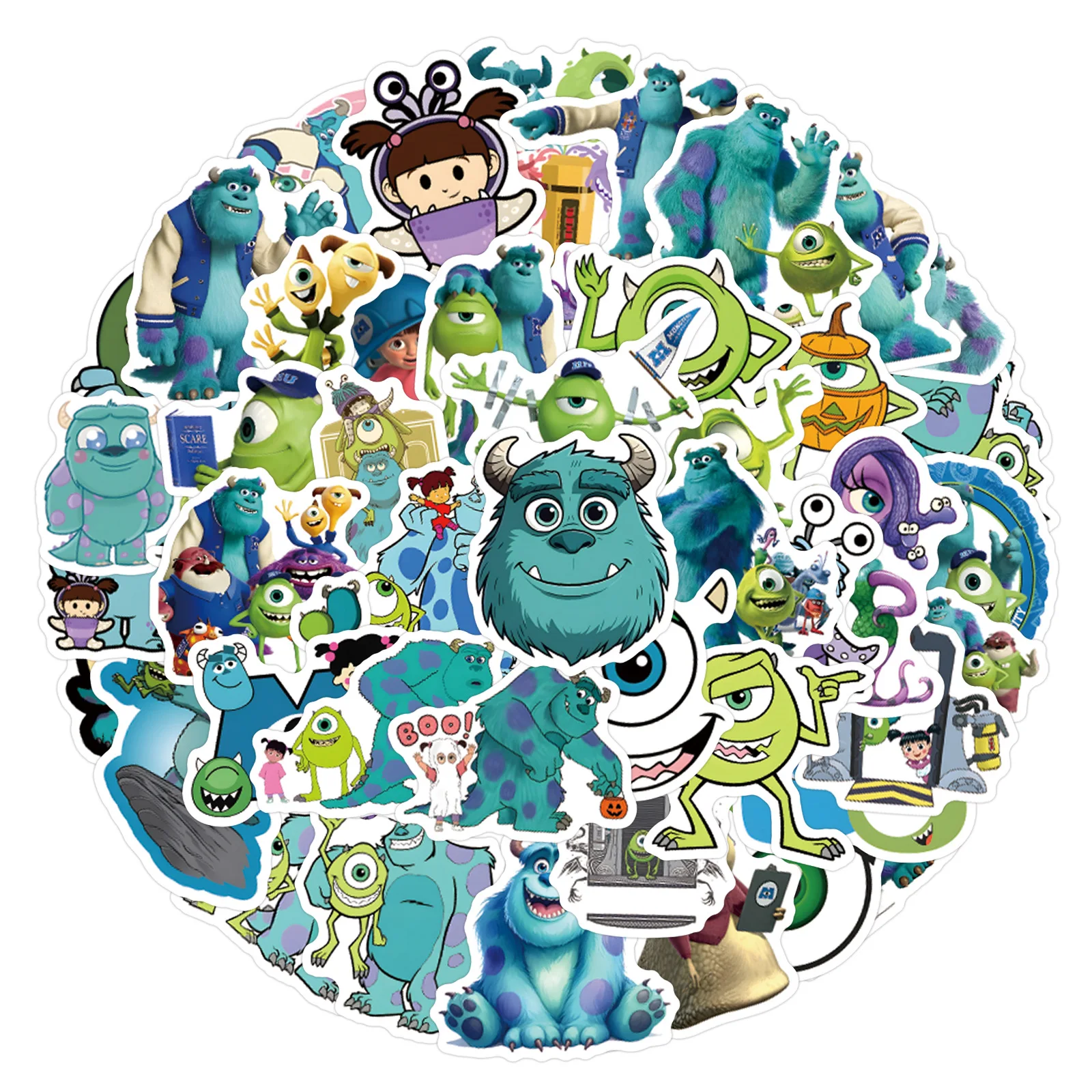10/60PCS Disney Monsters Inc Cartoon Animated Movie Graffiti Stickers Decoration Luggage Phone Scraphbook Cup Classic Kid Toys