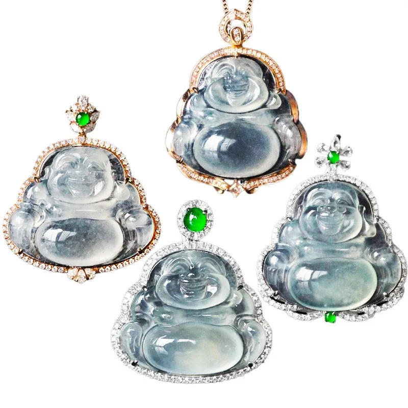 

Natural jadeite Buddha pendant.