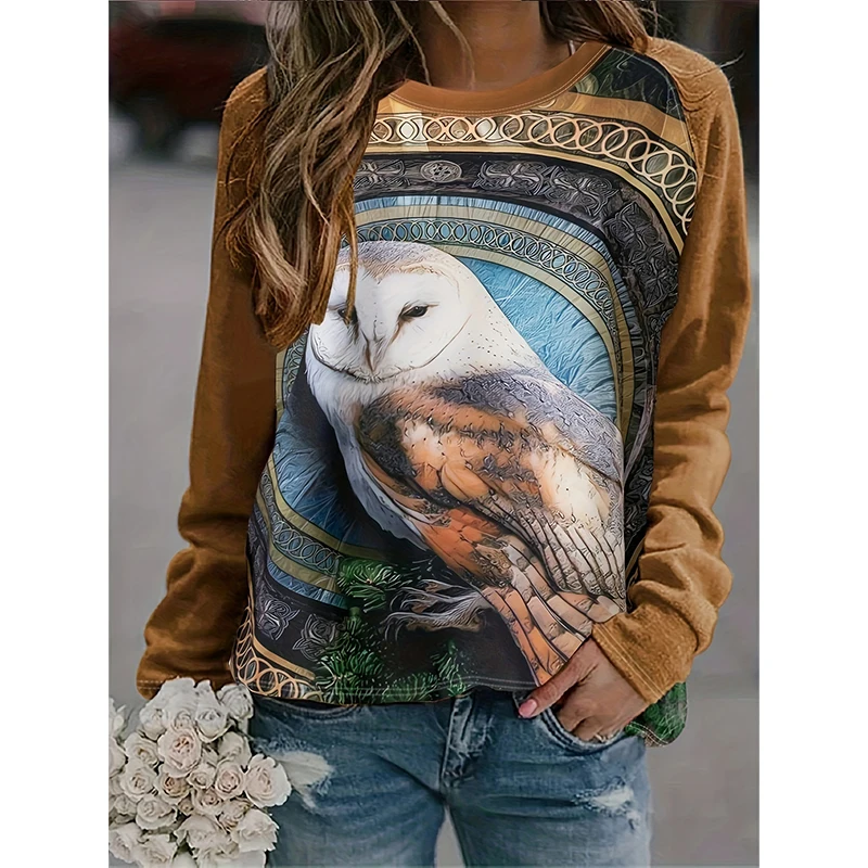 New Owl Animal 3D Print Sweatshirts Autumn Winter Women Casual Long Sleeve Hoodies Y2k Streetwear Pullovers Tops Female Clothing