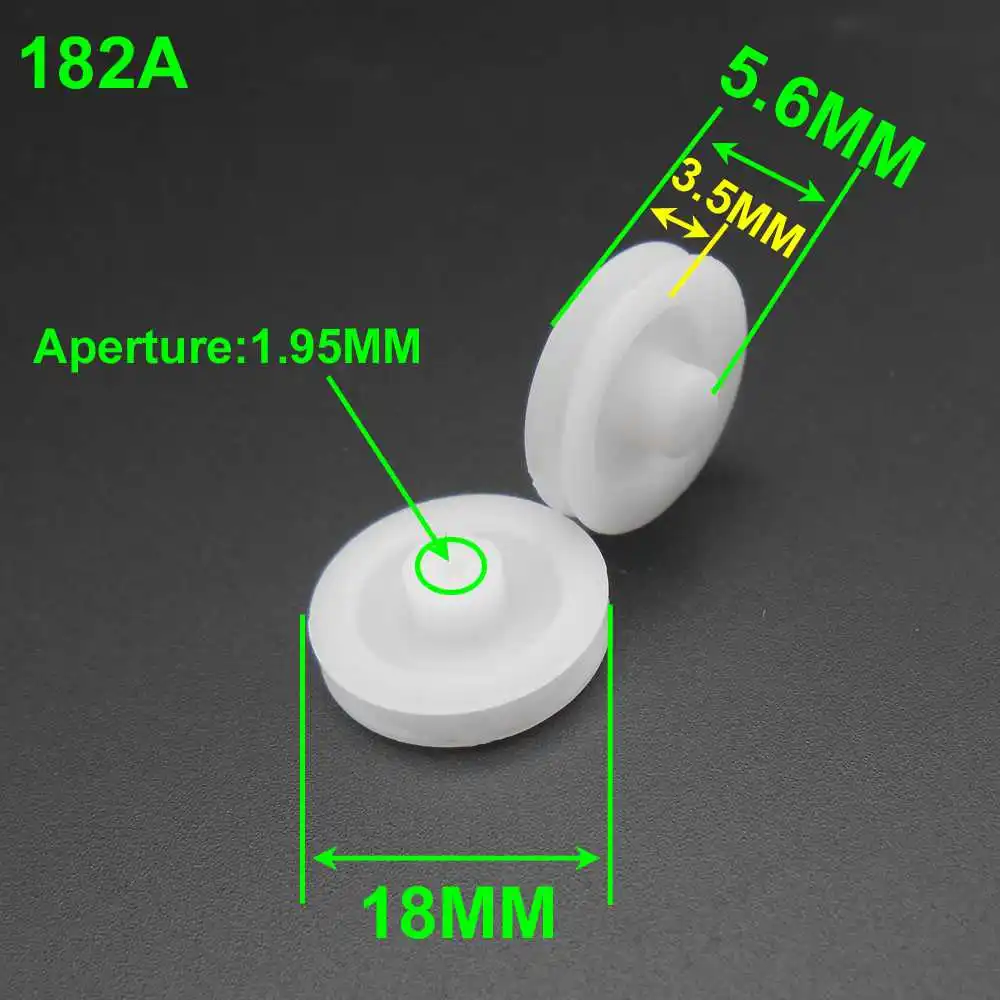 100Pcs/Lot 182A Plastic Pulley - 18MM Outer Dia, 2MM Shaft Bore Hole (1.95MM Tight Fit) 5.6MM Height Model Motor Wheels for DIY