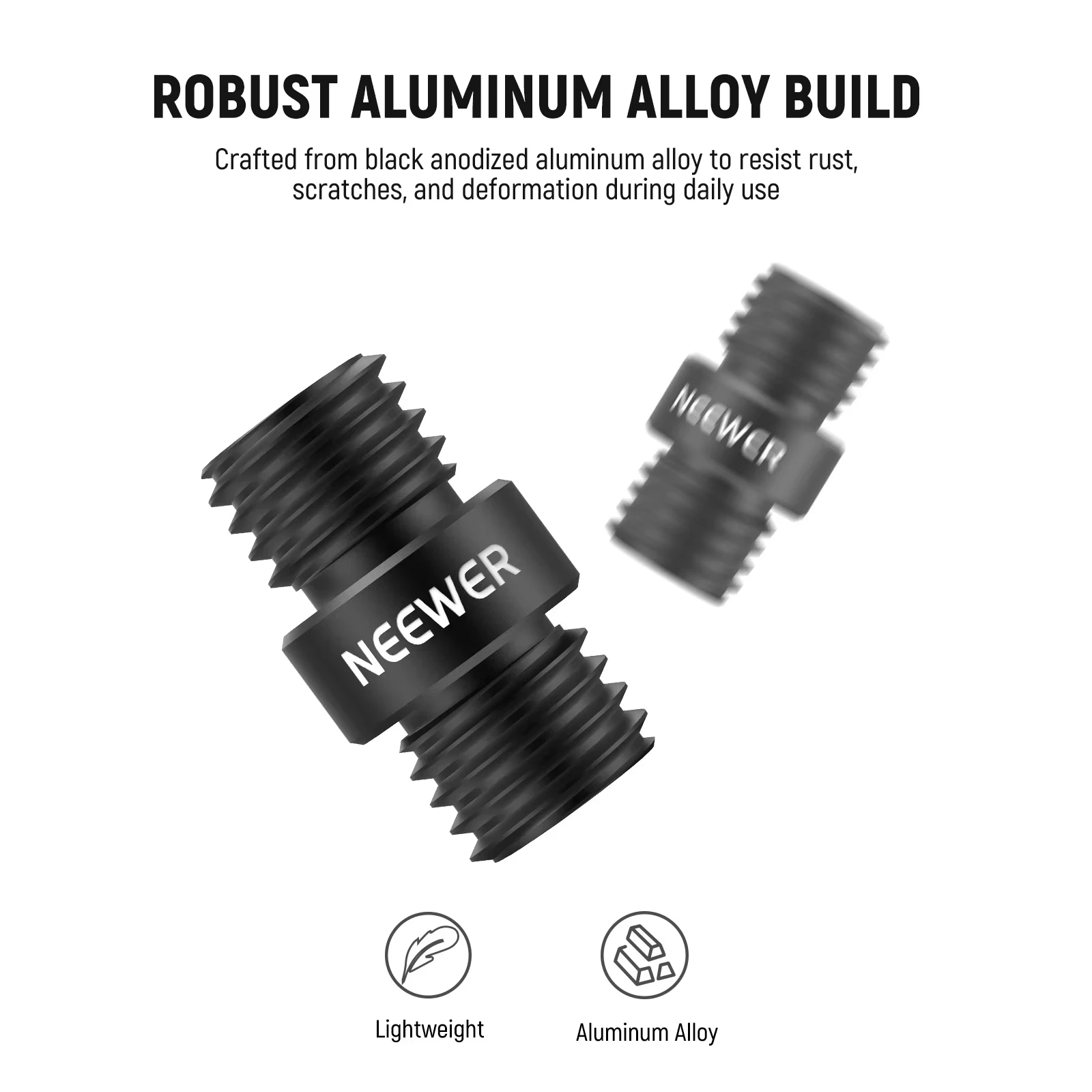 NEEWER 15mm 로드 커넥터, 숄더 리그 및 비디오 리그의 15mm 지지 로드 확장용 2/4 Pcs M12x1.5 커넥터