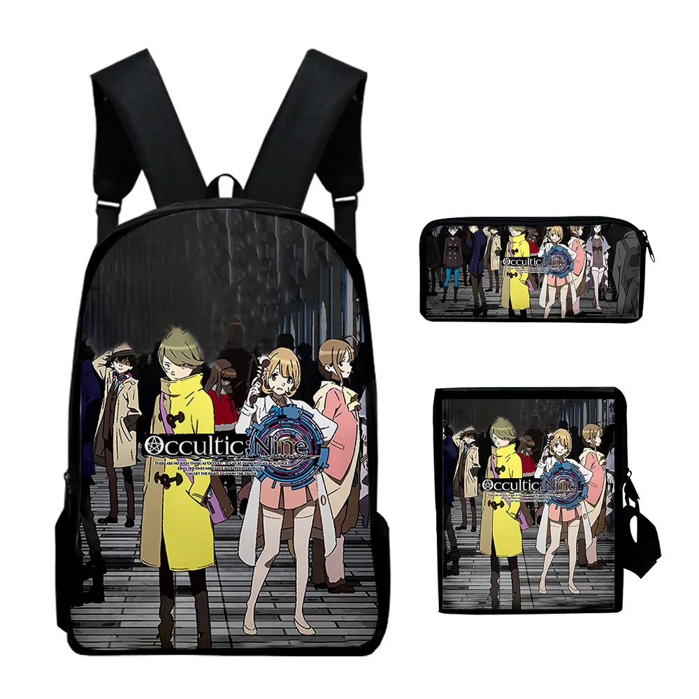 

Harajuku Novelty occurultic nine 3D Print 3pcs/Set pupil School Bags Laptop Daypack Backpack Inclined shoulder bag Pencil Case