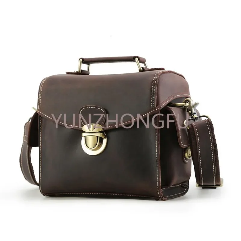 

Tiding Video Camera Bag Dslr Bag Case for Camera Vintage Style Real Leather Genuine Crazy Horse Leather Messenger Camera Bag