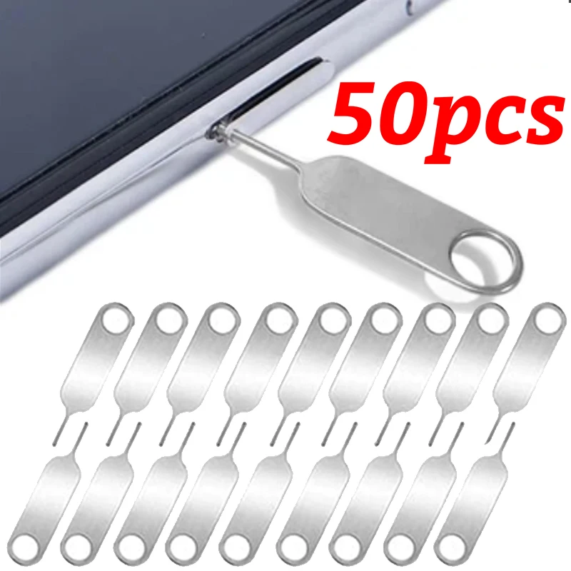 50-1Pcs Sim Card Tray Ejector Eject Pin Key Removal Tool for Samsung IPhone Huawei Xiaomi Tablet Universal Metal Removal Needle