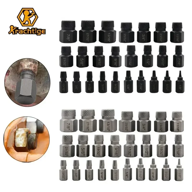 

25Pcs Screw Extractor Set Chrome Molybdenum Alloy Steel Rounded Bolt Remover Hex Head Multi-Spline Bolt Extractor Set