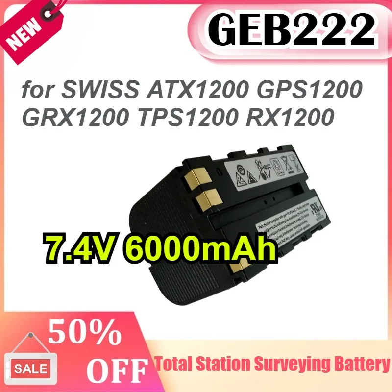 

GEB222 7.4V 6000mAh Battery for SWISS ATX1200 GPS1200 GRX1200 TPS1200 RX1200 Total Stations Surveying Instrument Lithium