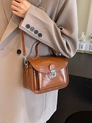 Retro Burgundy Mini Small Square Bag 2024 New Female Soft Leather Classic Lock Zipper Crossbody Bag Fashion Ladies Underarm Bags