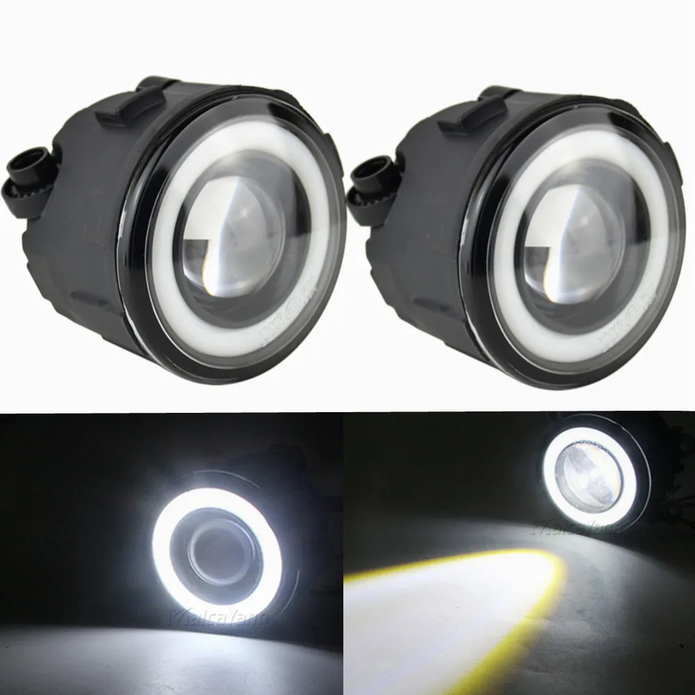 2PCS Powerful External 90MM LED Angel Eye Fog Lights For Nissan Tiida X-Trail Note Murano Patrol 3 Rogue Versa 2004-2015