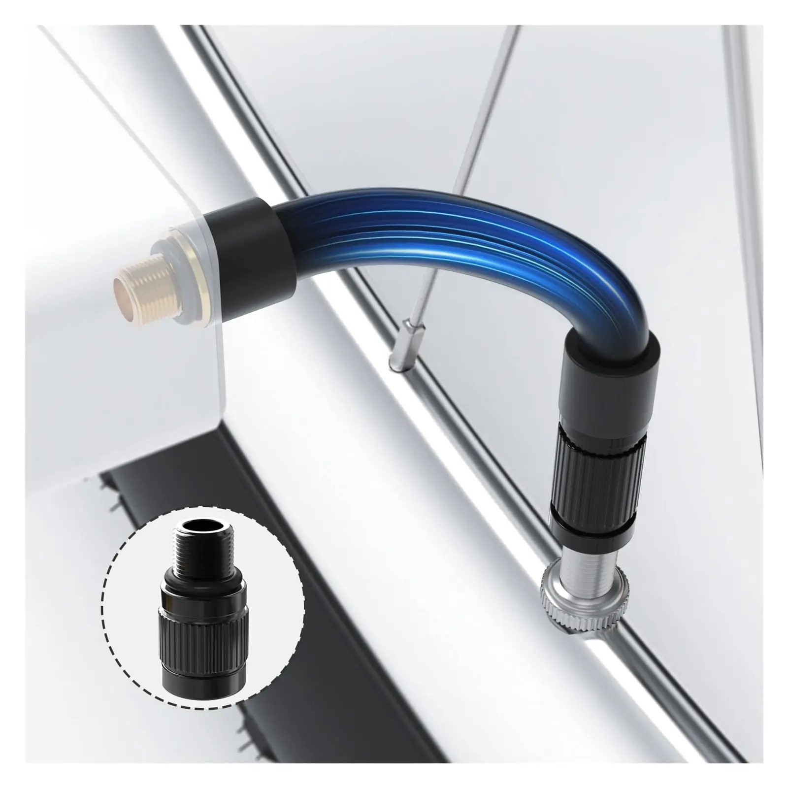 Generischer Luftpumpen-Inflator-Verlängerungsschlauch, Fahrradpumpen-Reifenfüllschlauchadapter, mit Presta-Ventil und Schrader-Ventil-Adapter – Detail 3