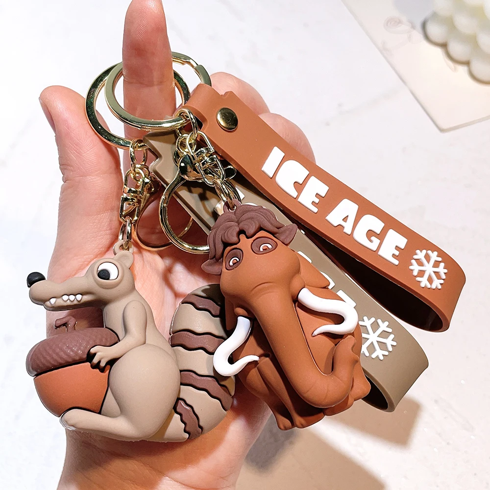 Cartoon Movie Ice Age Anime Keychain Sid Diego Manny Scrat Kawaii PVC Figures Action Toys Key Pendant Bag Car Keyring Kids Gifts