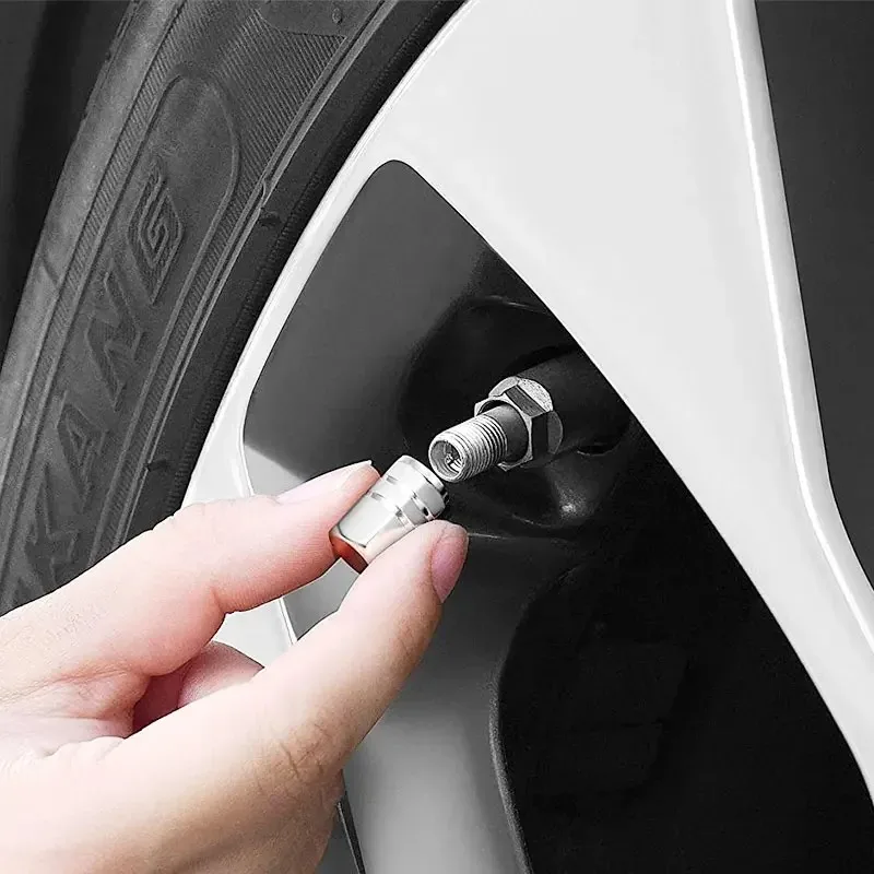 Aluminum Alloy Tire Valve Caps Knurling Anti-Theft Wheel Air Valve Stem Covers Universal For Car Motorcycle Truck Bicycle