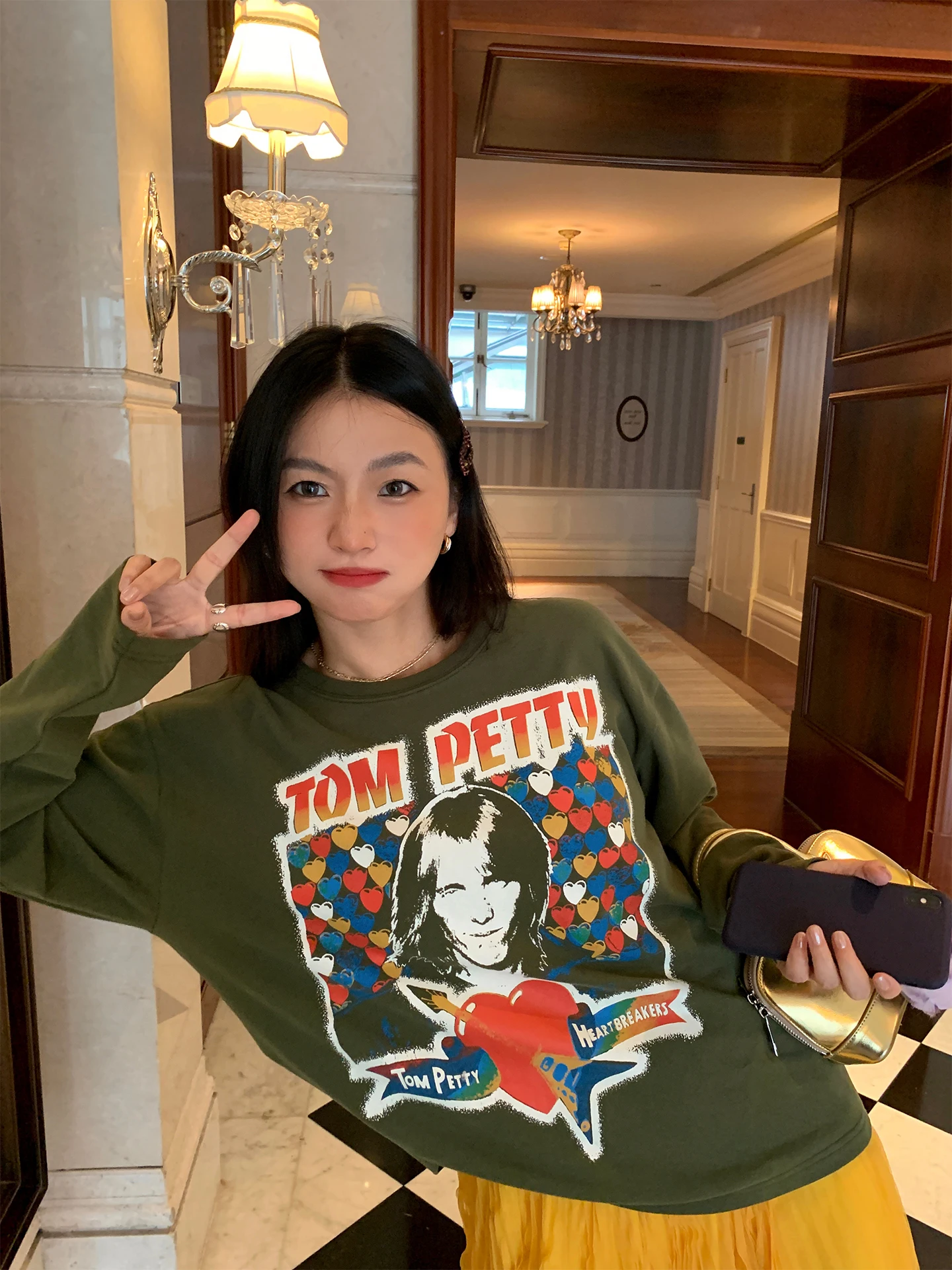 Women's Long Sleeve Fleece Lined Printed T-shirt Loose Fit Inner Wear Outer Wear Casual Style Cotton Polyester Blend Winter Wear