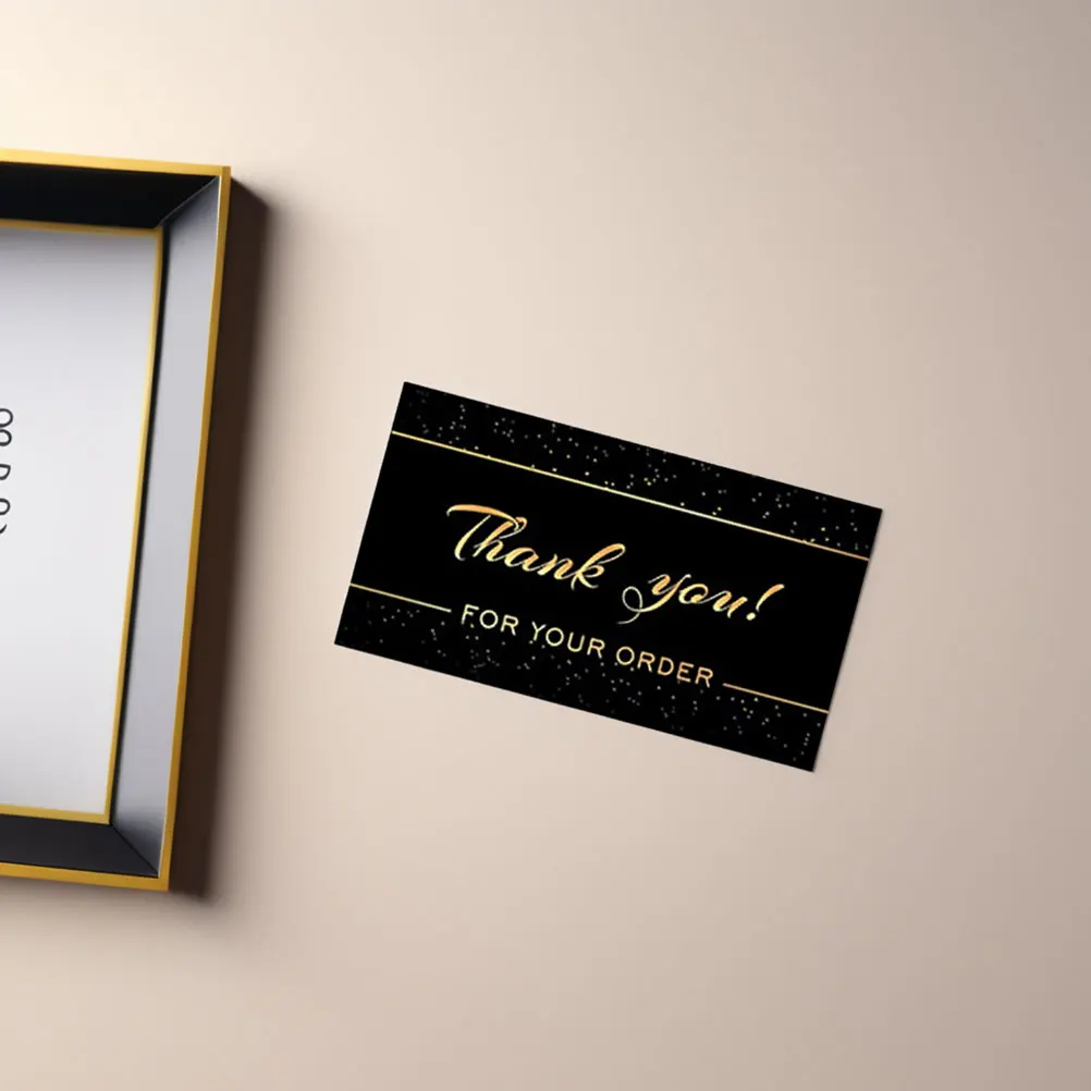 

50 Pcs Black Gold Thank You Cards Paper Elegant Design Ideal for Business Personal Use Gratitude Notes Present Packaging
