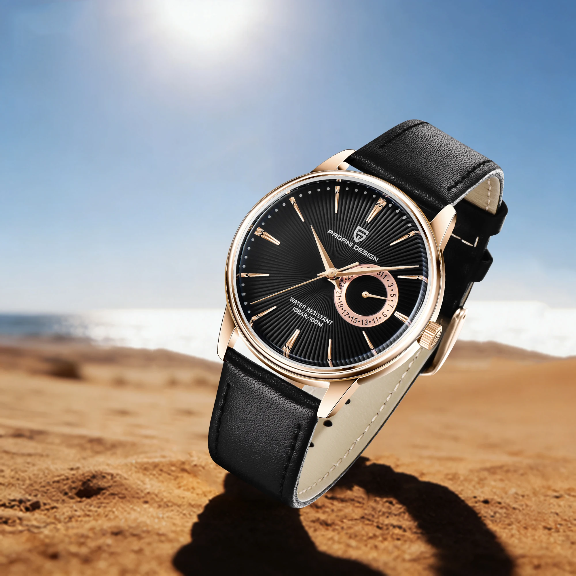 PAGANI DESIGN 2026 Best-Selling Business Elegant Men Quartz Watch Luxury All-Match Leather Strap Calendar 10Bar Waterproof Watch