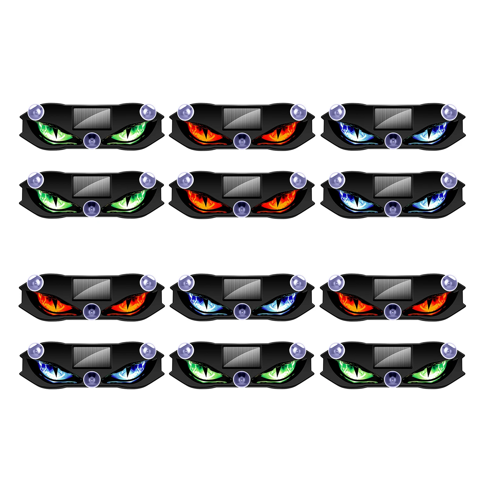 2PCS Animated Devil Eyes Light No Drill Flicker Signal Warning Lights Solar & Type-C Charging for Car Windshield Rear Window