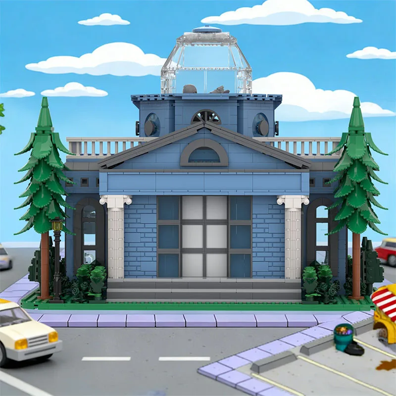 MOC Simpsoned Anime Art Museum Bricks Model Simpsoned Architecture Street View Building Block Assembly Toys Kids Gift Adult Gift