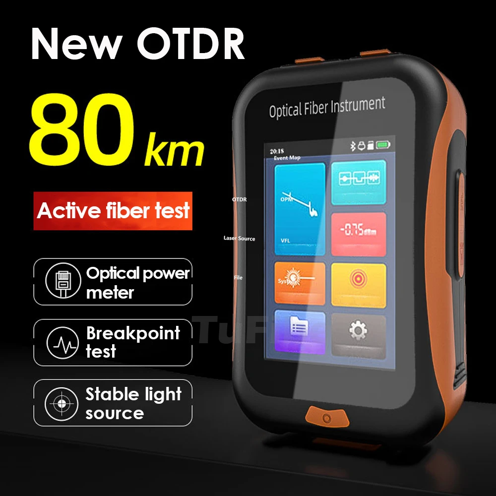 

Active Fiber Test 1550nm 80Km Optical OTDR Tester Mini Reflectometer with Event Map VFL OLS OPM Touch Screen SC Connector NK2800