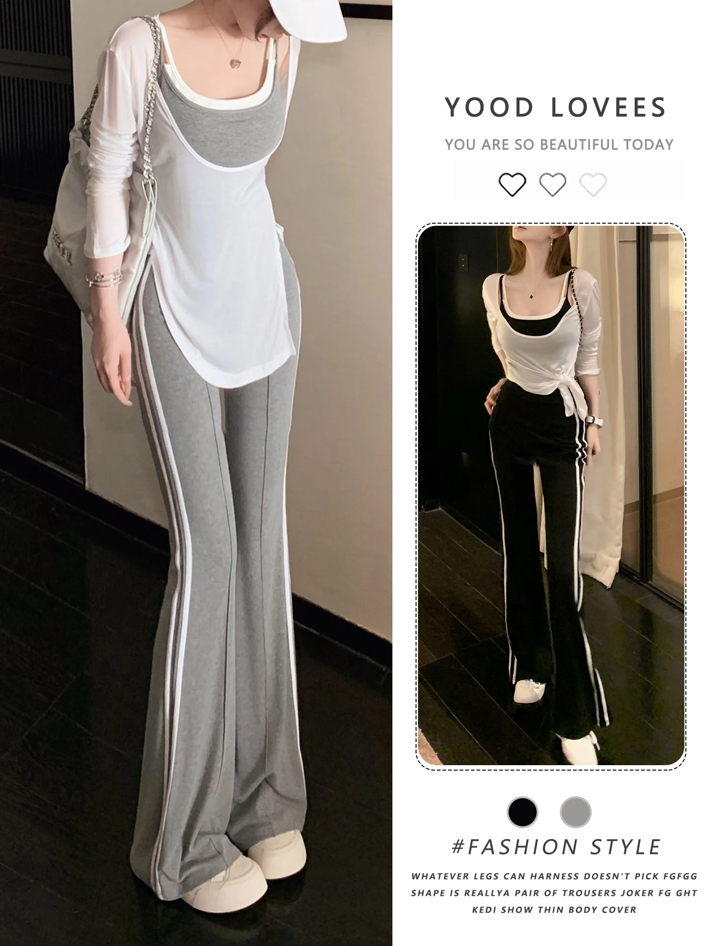 

Fashionable Sporty Casual Women's Summer Three-Piece Set Ootd Cover up Top Strap Long Pants Complete Outfit High Waist Trousers