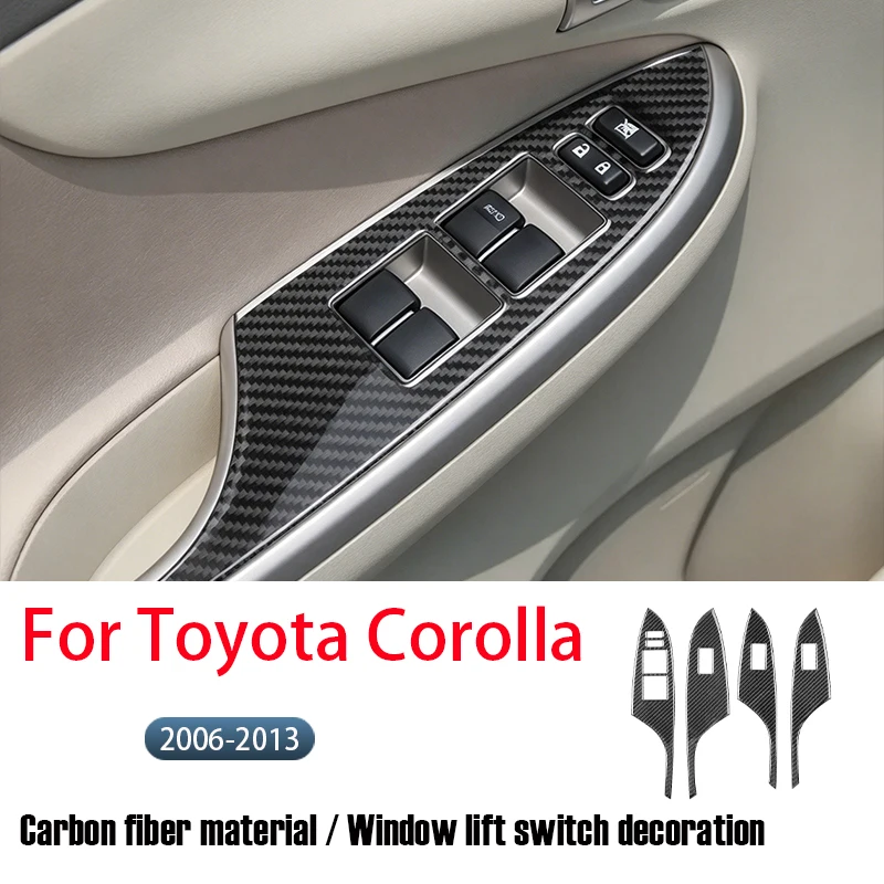 For Toyota Corolla 2006-2013 Soft Carbon Fiber Window Lift Switch Panel Decorative Stickers - Interior Protection Accessories
