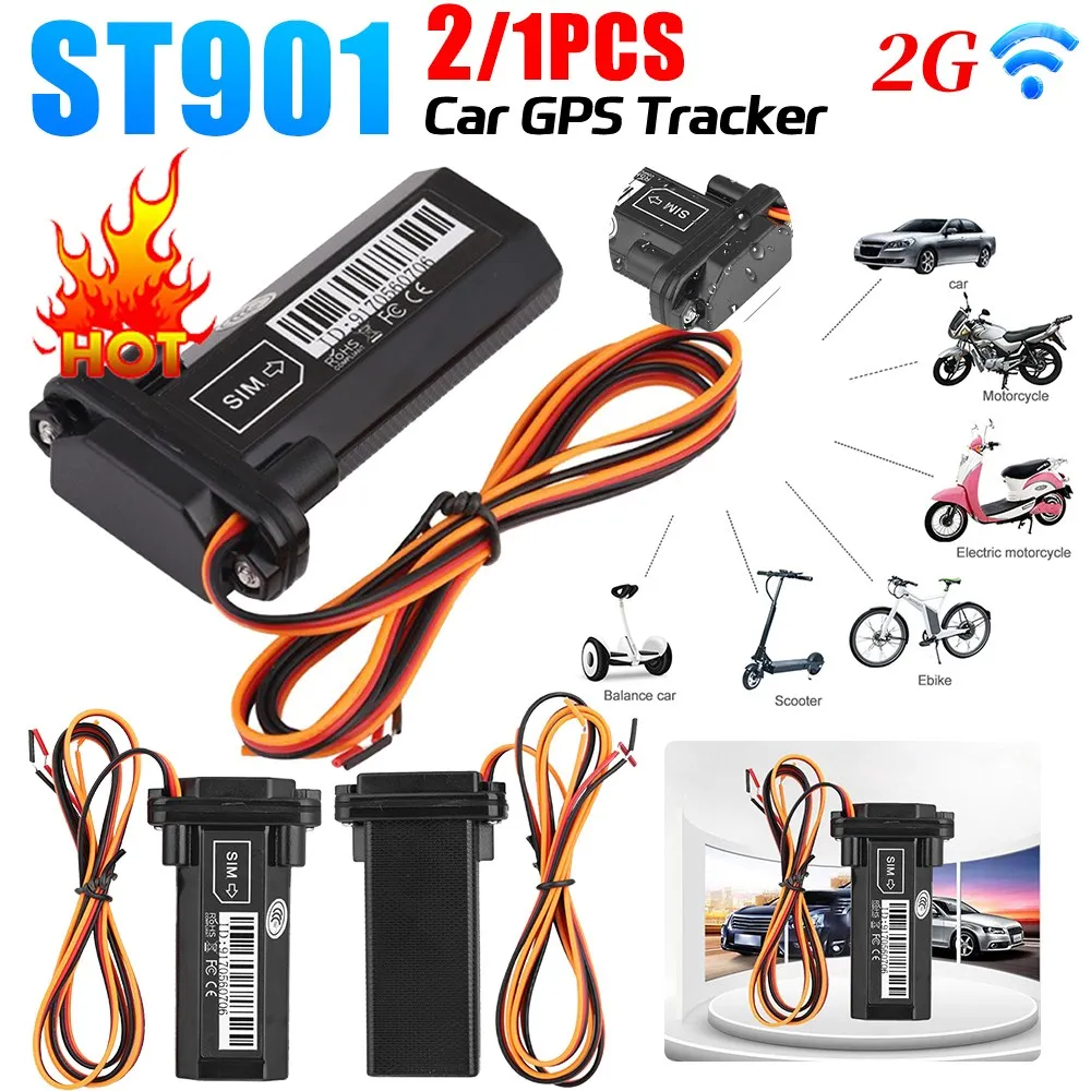 1/2PC 2G Mini Tracker ST-901L Waterproof Builtin Battery GPS for Car vehicle gps device motorcycle with online tracking software