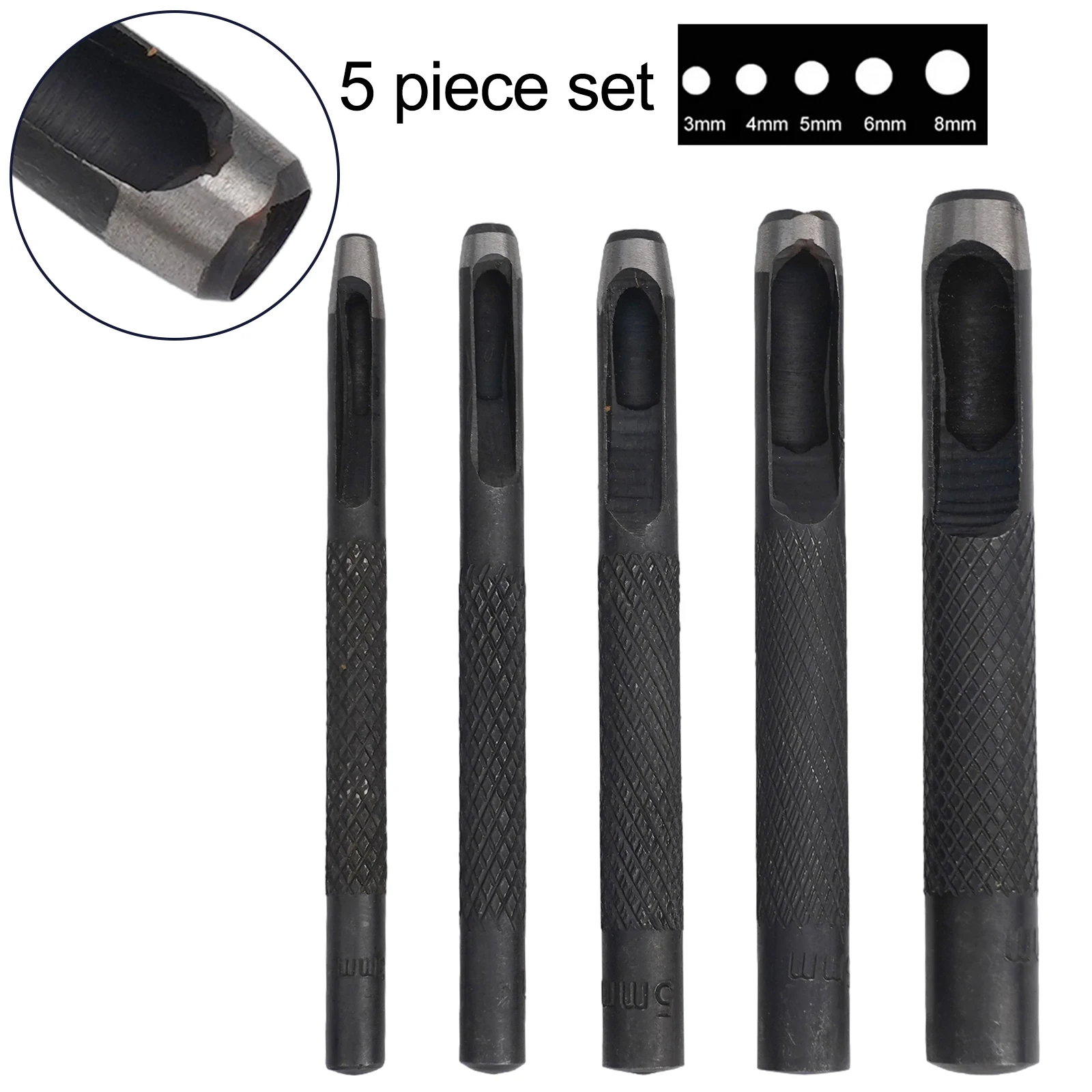 Convenient and Efficient Punching Solution 5pcs 38mm Hollow Punch Tool for Leather Belt Paper Plastic Vinyl Rubber Gasket