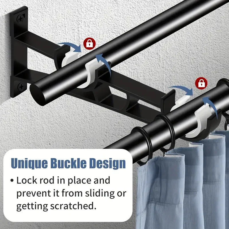 Curtain Hooks Heavy Duty Curtain Rod Supports Double Curtain Rod Hook Base Support Accessories Metal Curtain Support Rod Hooks