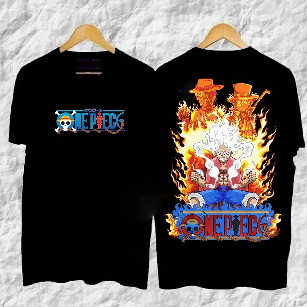 

One Piece Luffy Men's and Women's 2026 Summer New Anime Double Sided Printed American Casual Simple Short Sleeved Top