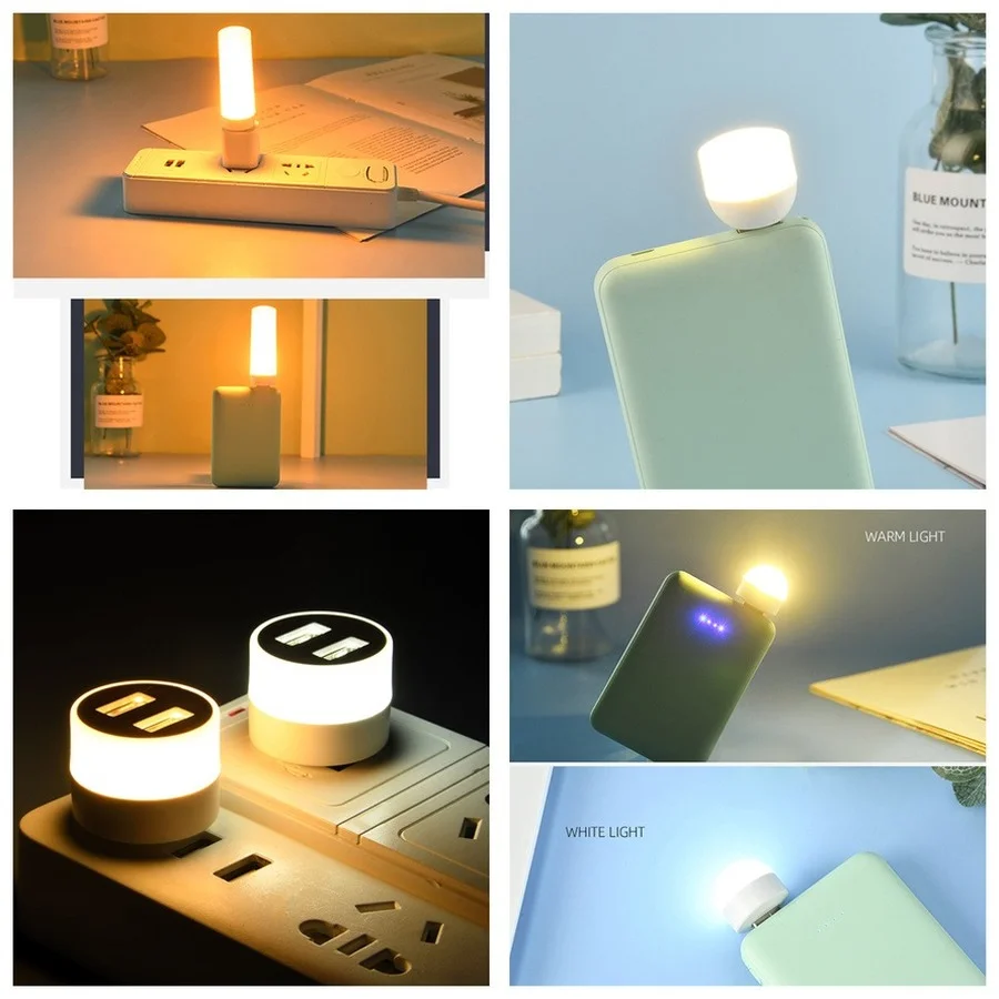 Muunnn USB Plug Lamp Small Night Light Computer Mobile Power Charging Mini Book Lamps LED Eye Protection Square Reading Light