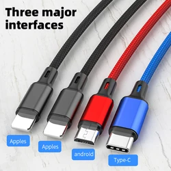 1.2M Double Type C 4 in 1 USB Charger Cable Charging Cord Multiple Ports Charging Cable Micro USB TypeC Connector for Cellphones