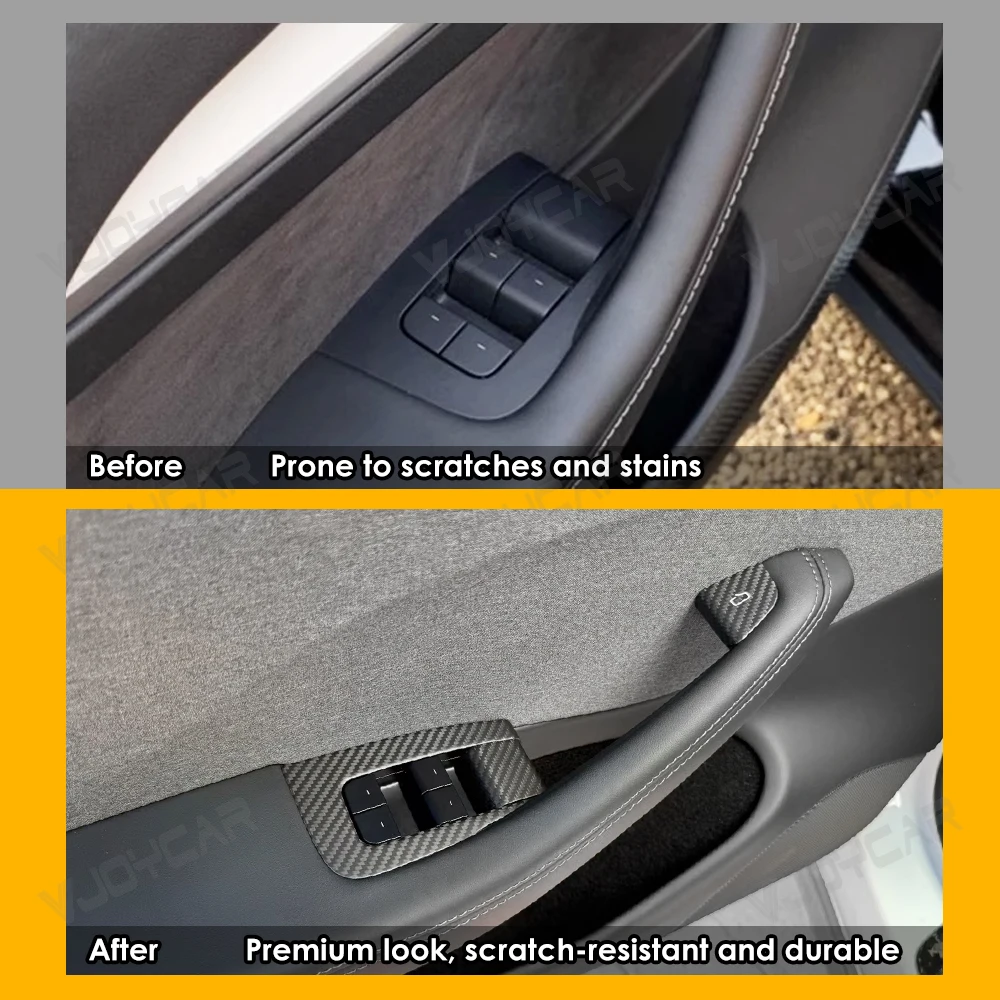 Newest Real Carbon Fiber Window Lifter Button Panel Protector Cover for Tesla Model Y Juniper YL 3 Highland Switch Button Stick