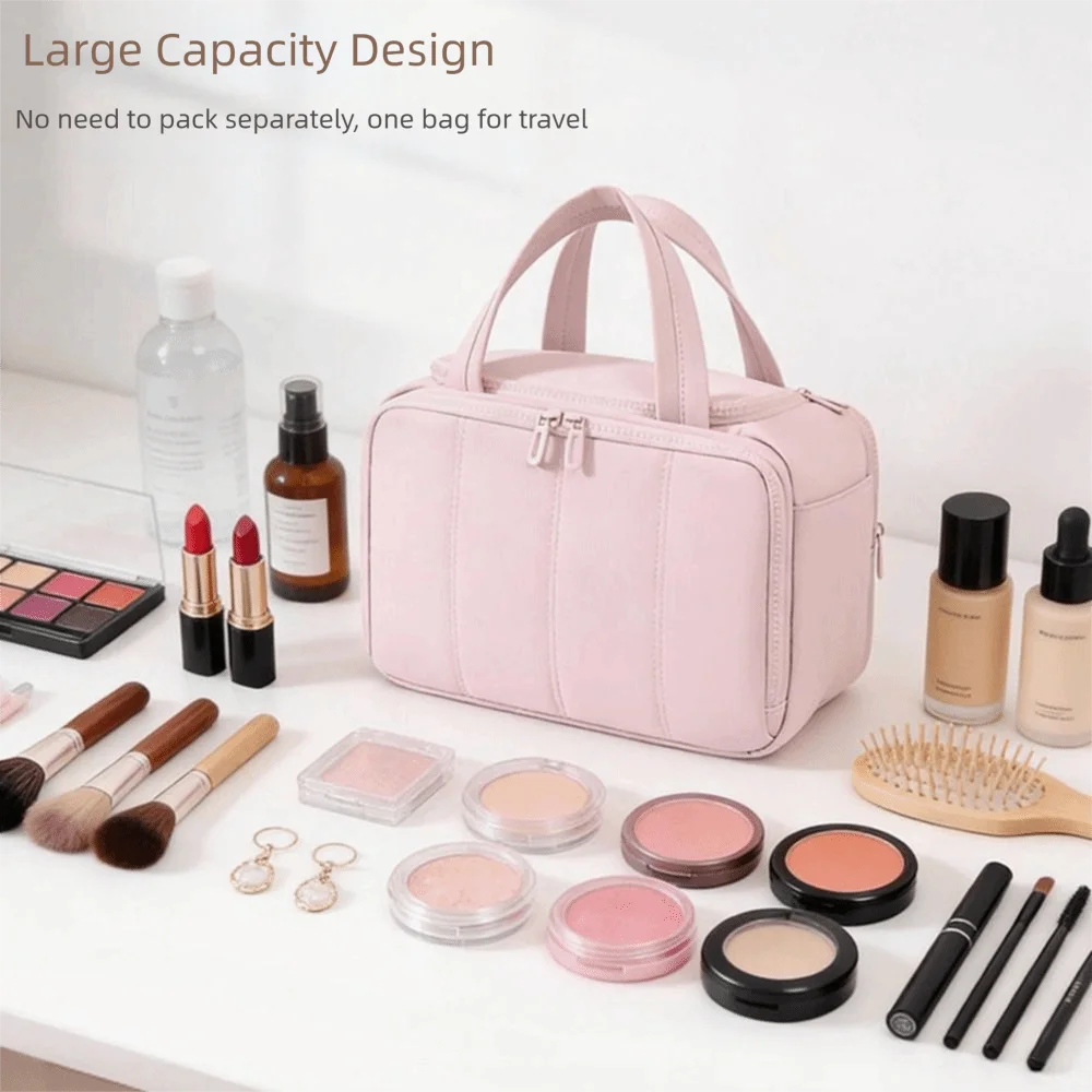 Large Capacity Travel Toiletry Bag Adjustable Dividers Dry-wet Separation Portable Cosmetic Pouch Multi-Compartments Waterproof