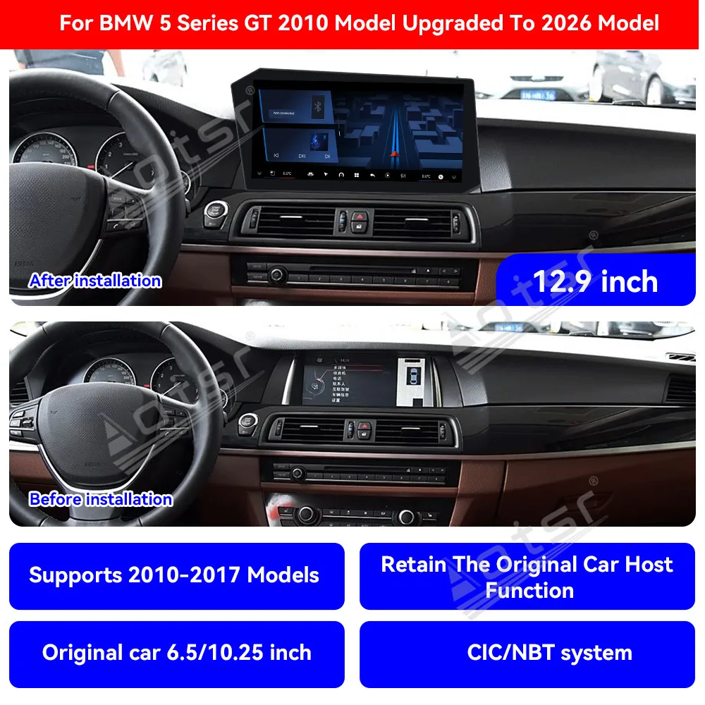 Exclusive Carplay For BMW 5 Series GT 2013-2017 Car Radio with 12.9 Inch X-Screen Car Multimedia Player with GPS Navigation