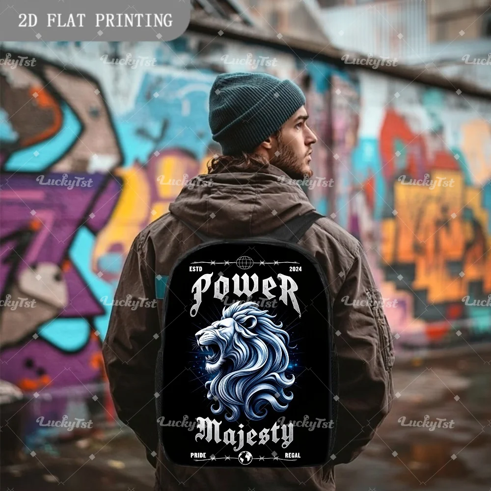 

Blue Lion Street Style Backpack | Practical Confidence Backpack, Vivid Blue Lion Pattern, Sturdy Construction, Standard