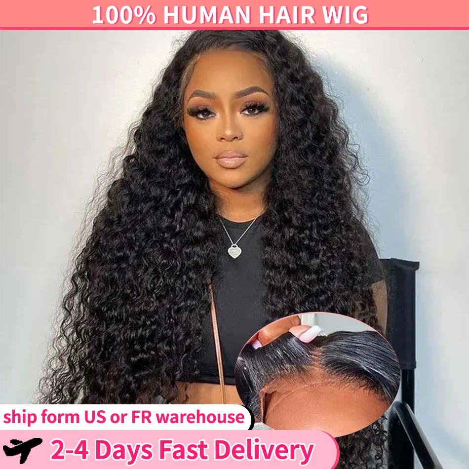 Deep Wave Human Hair Wigs Glueless Ready To Wear Curly Wig Brazilian 5x5 Pre Cut 6x4 Lace 200 Density Preplucked For Black Women