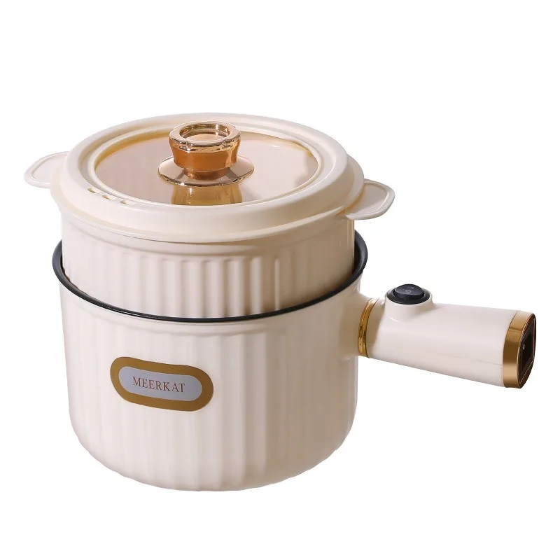 Double layer electric pot，Hot pot low-power, with steamer，Non stick, multifunctional one person food, instant noodle