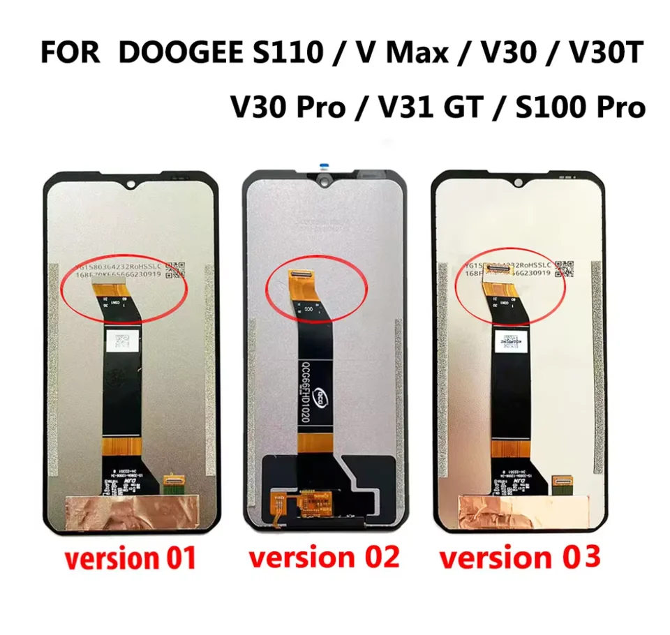 Pantalla para DOOGEE S118 V30 V30T S100 Pro S110 V30 Pro V31 GT Vmax V Max Plus LCD Display Touch Screen Digitizer Ensamblaje 2