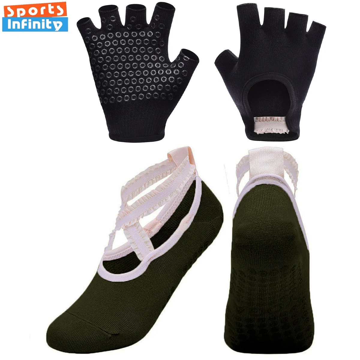 

Anti Slip Gloves Sock Set Lace Cross Straps Yoga Socks Women Ballet Dance Fitness Sports Socks Women Professional Pilates Socks