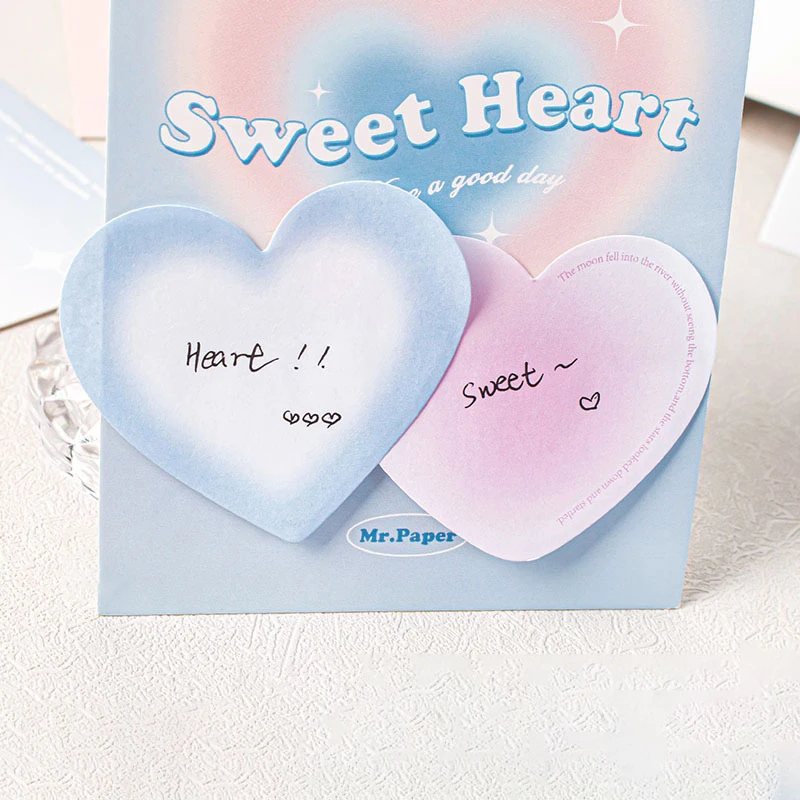 120Sheets/4Pcs Cute Creative Heart Sticky Notes Kawaii Notepad Index Office Accessories Aesthetic Stationery School Supplies