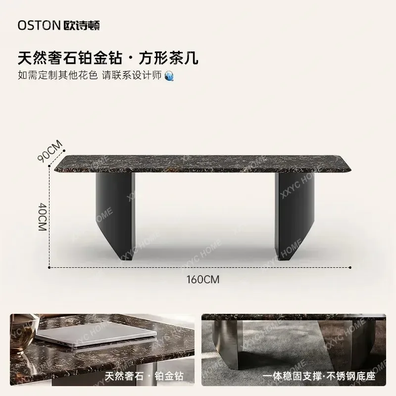 XX light luxury platinum diamond natural luxury stone coffee table, high-end living room rectangular tea table
