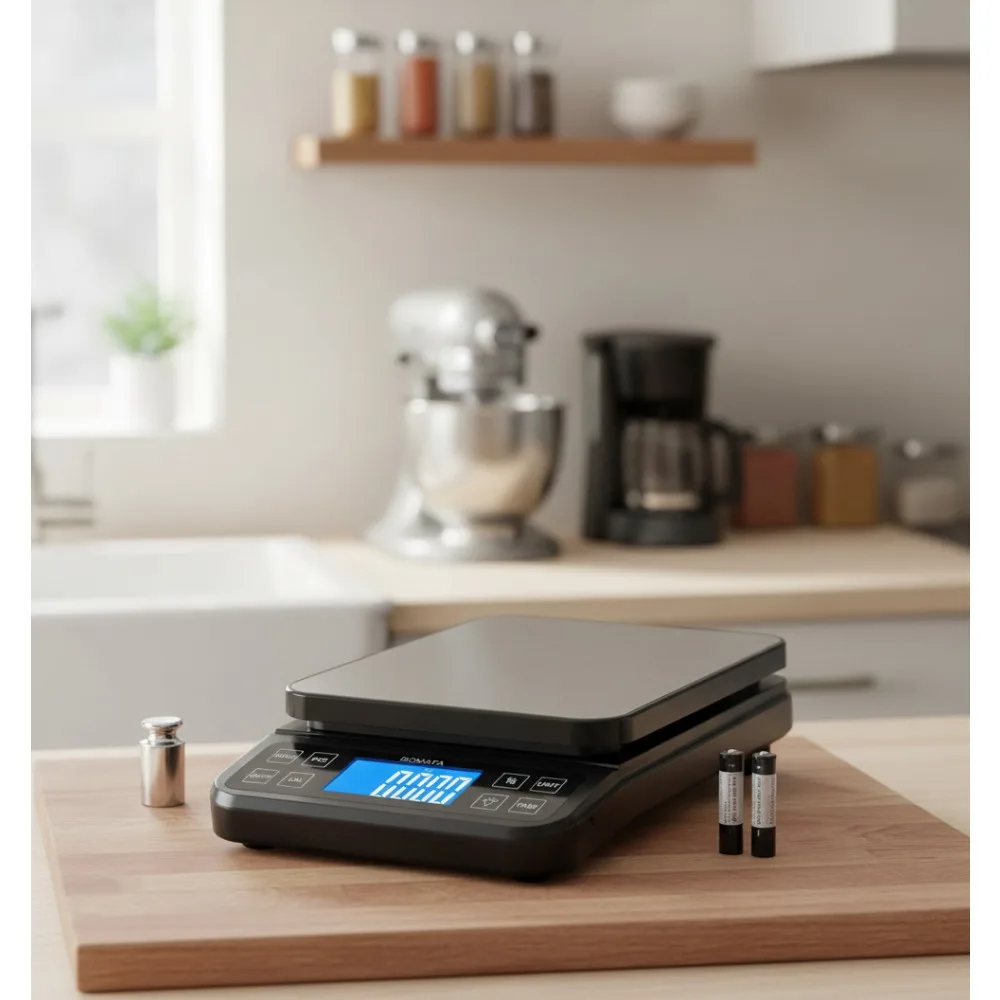 

Large Kitchen Scale with 0.1g Precision, 5kg Capacity, Percentage Function, USB Rechargeable, LCD Backlight, Stainless Steel Pan