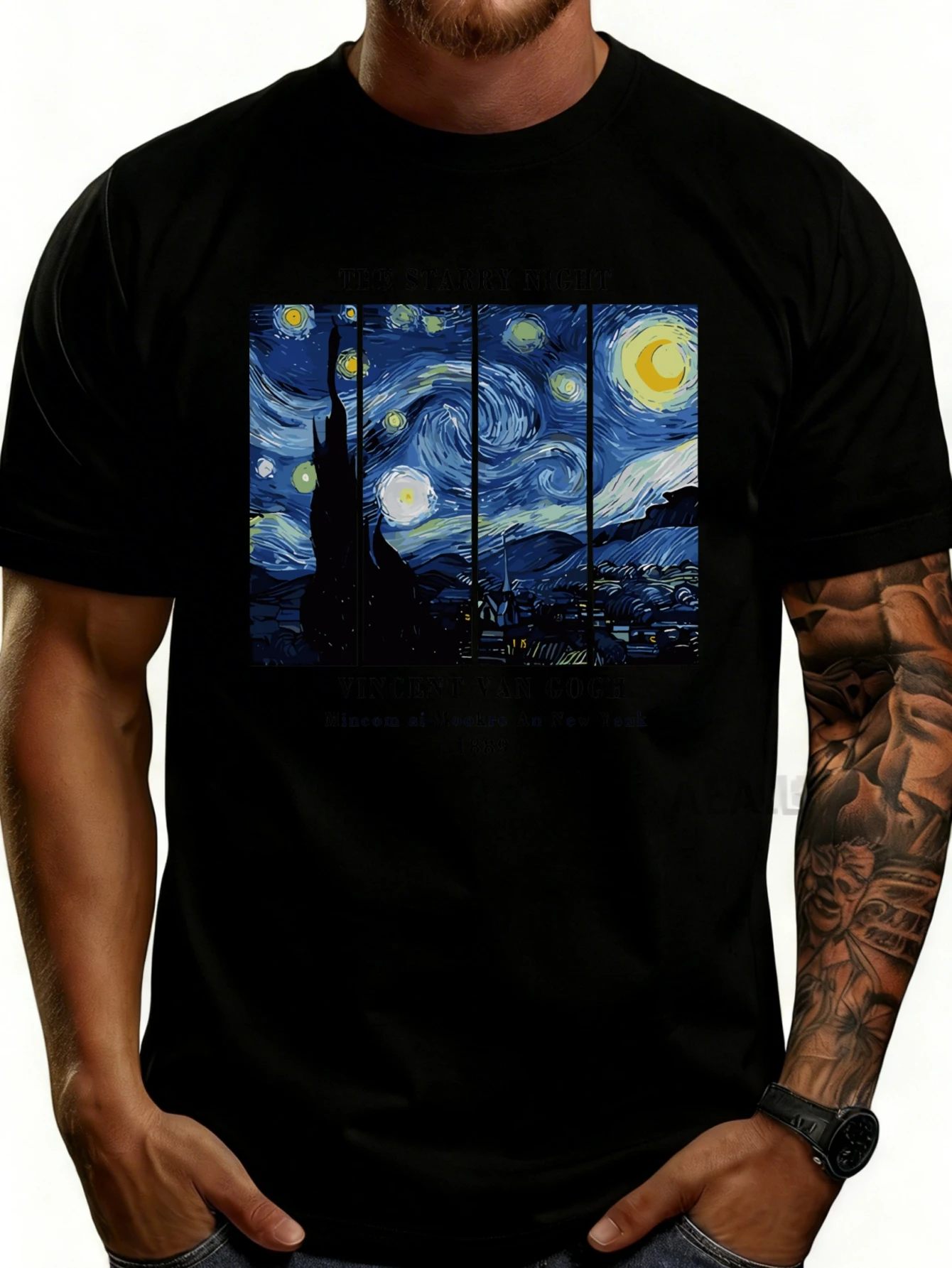Men's Plain Graphic T-Shirt - Breathable, Soft, Lightweight - Van Gogh's 