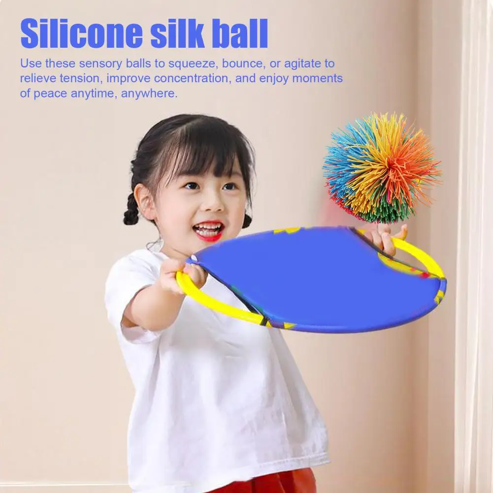 Squeeze Stress Ball Colorful Silicone Monkey Stringy Ball Set for Anxiety Relief Stimulation Portable Rainbow Fidget for Stress