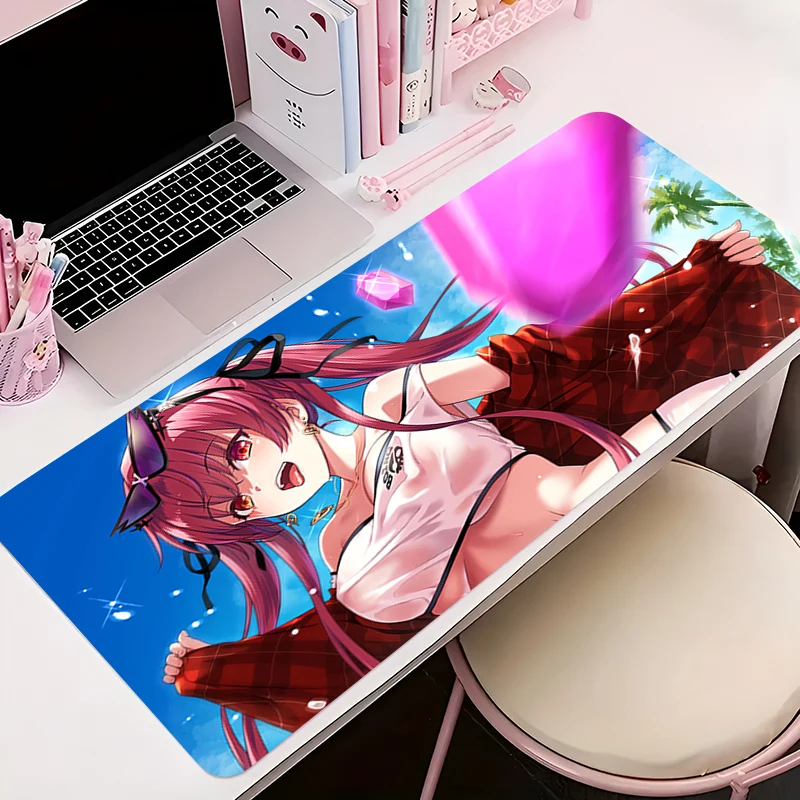 

Gamer Anti-slip Mouse Pad Large Anime Desk Mat Gaming PC Accessories Computer HD Mousepad H-hololive Houshou Marine Keyboard Mat