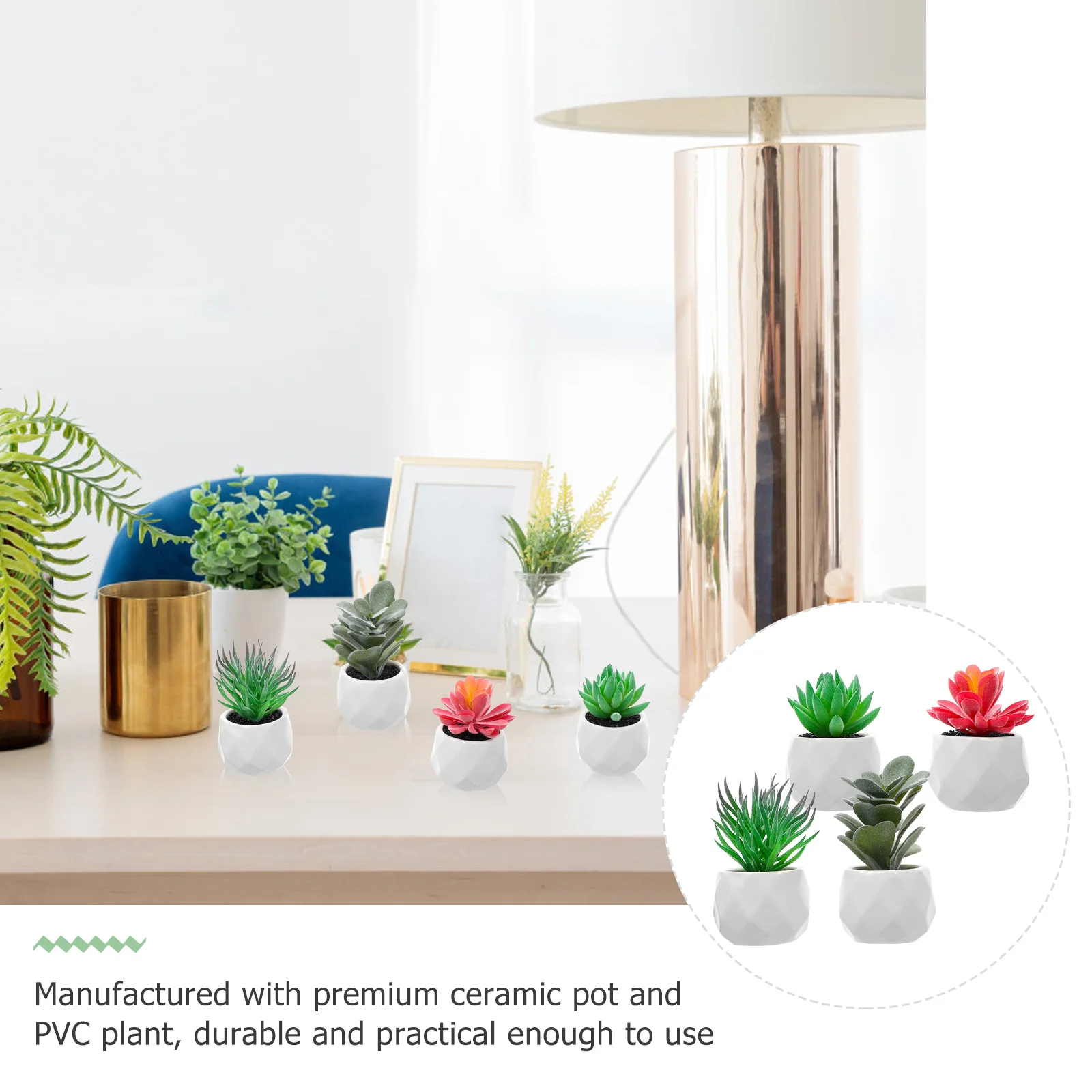 

4 Pcs Simulation Succulent Bonsai Fake Plant Decors Artificial Plants Indoor Realistic Desktop Green Mini Office
