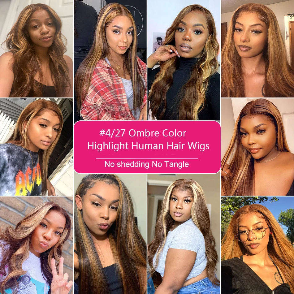 Highlight 13x6  Lace Frontal Wig Human Hair 13x4 Straight Honey Blond Pre Plucked Lace Front Human Hair Wigs For Black Women