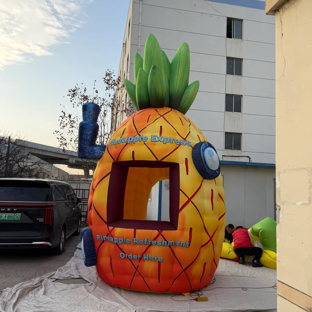 

Надувная палатка-ананас, надувной домик-фрукт в мультяшном стиле для оформления художественных выставок и мероприятий