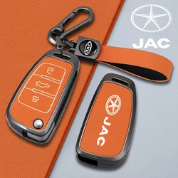 Leather Car Folding Key Case Cover For JAC A13 A13RS Refine M3 V7 T6 Pickup For JAC fritson t8 Protector Keychain Accessories